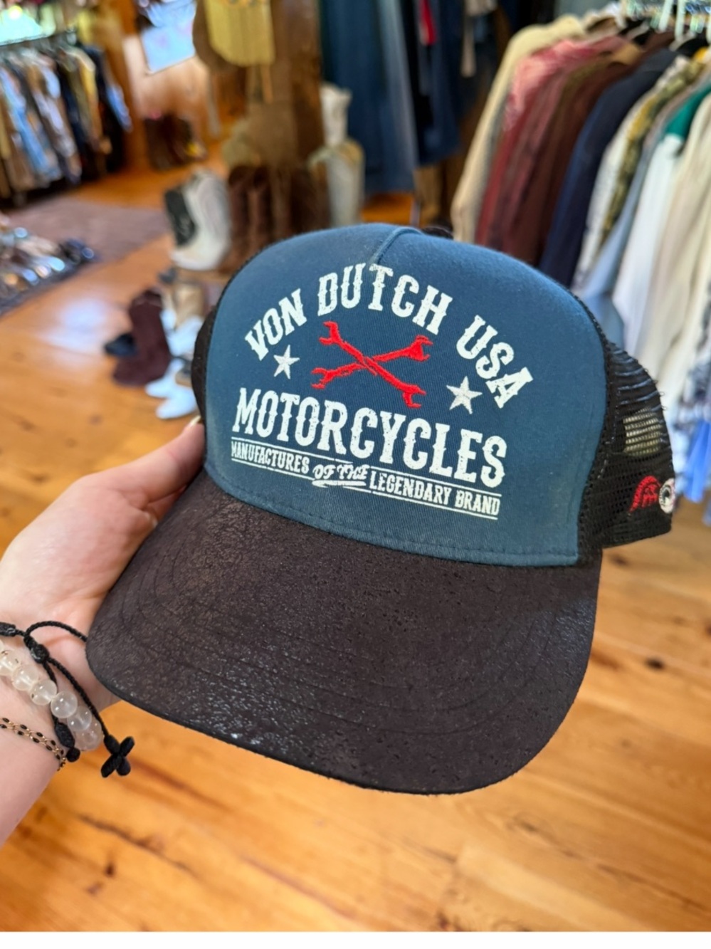 Von Dutch Teal Front Black Bill Trucker Hat